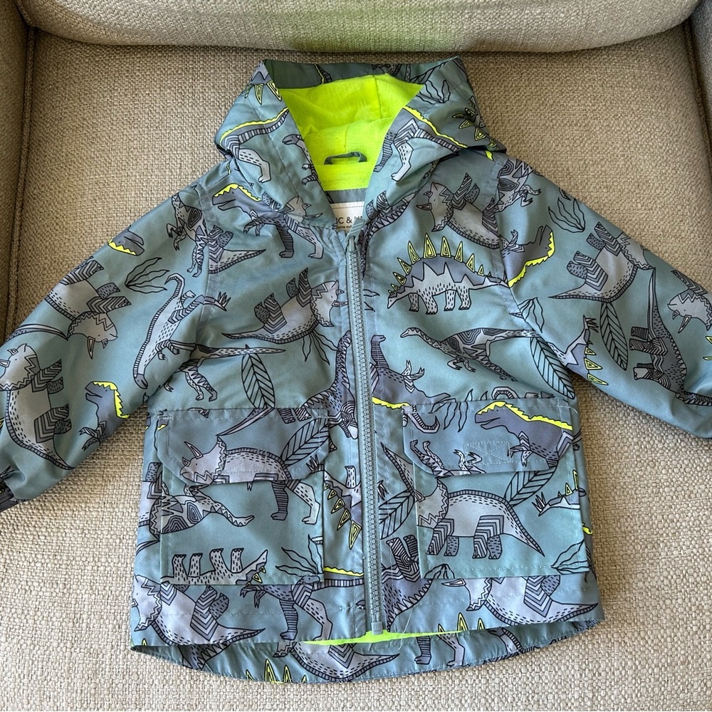 Carter’s Baby Boys Dinosaur Print Jacket - Blue Gray and Green 12 months